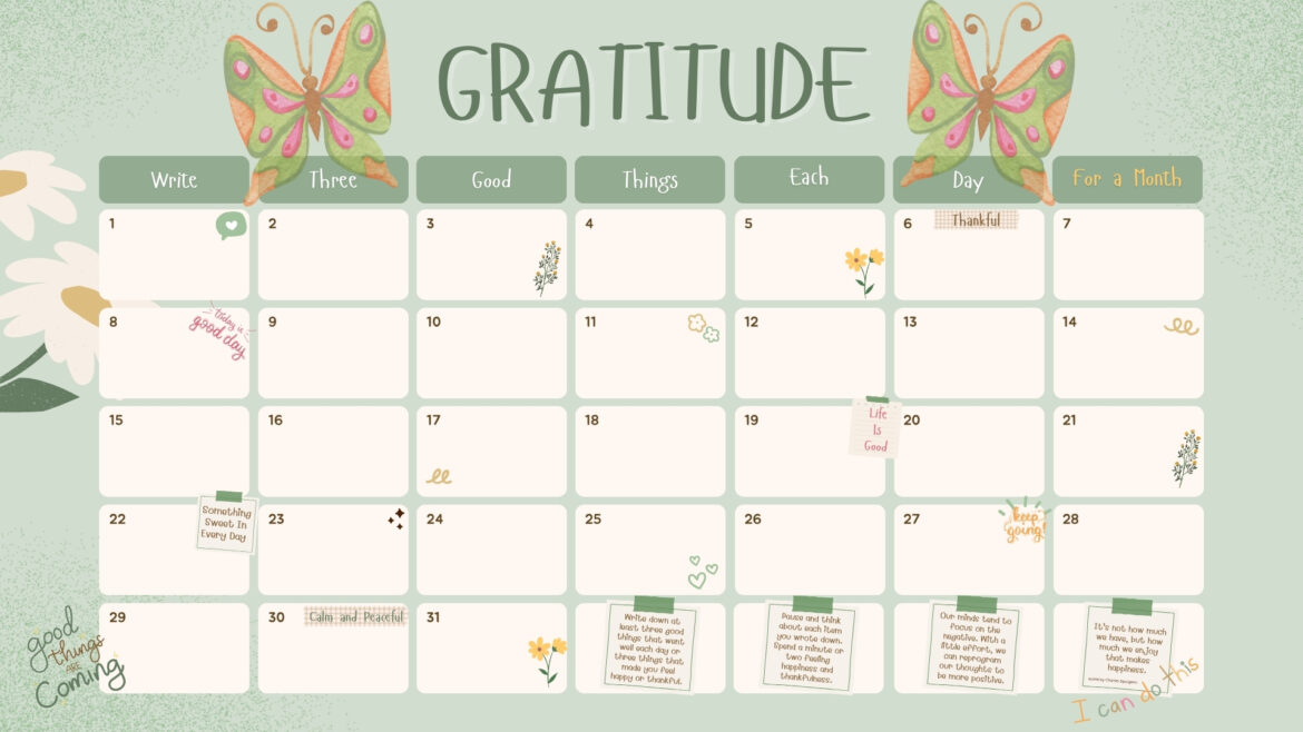 Gratitude Calendar